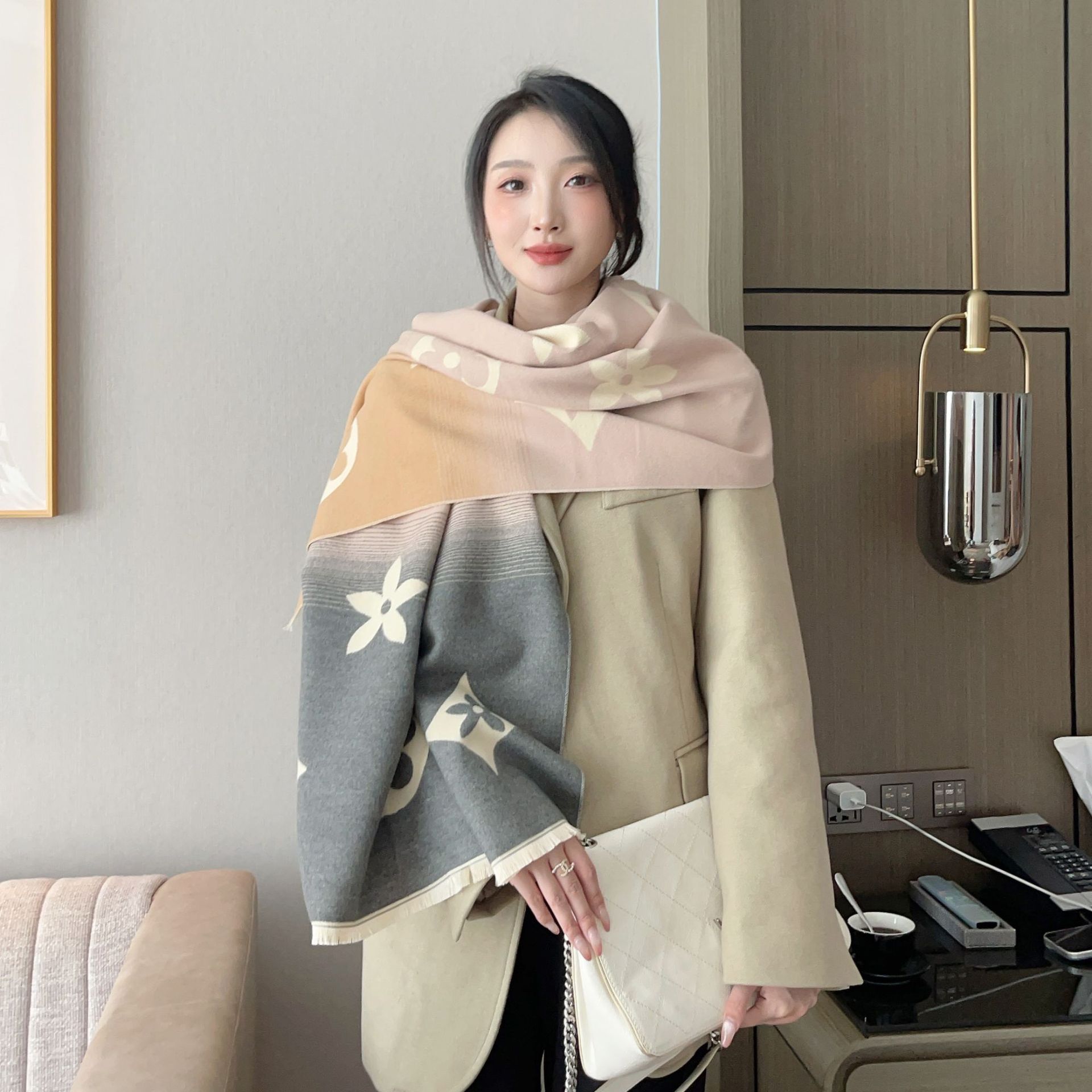 Écharpe en cachemire pour femmes, nouveau Design Jacquard élégant, doux et chaud, châle à franges, couverture coupe-vent, automne hiver 2026