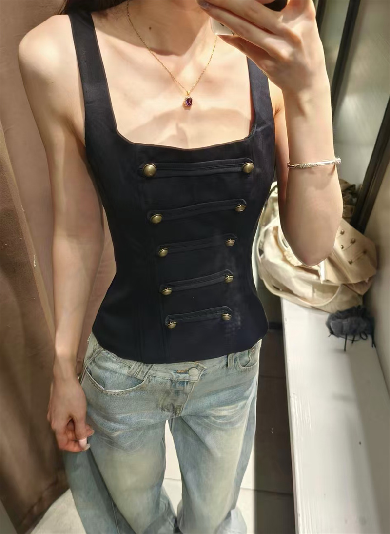 Guobioziy 2026 Nouveau débardeur d'été pour femme, couleur unie, avec manchettes décoratives, coupe ajustée, idéal pour la plage et les vacances, style sexy et tendance
