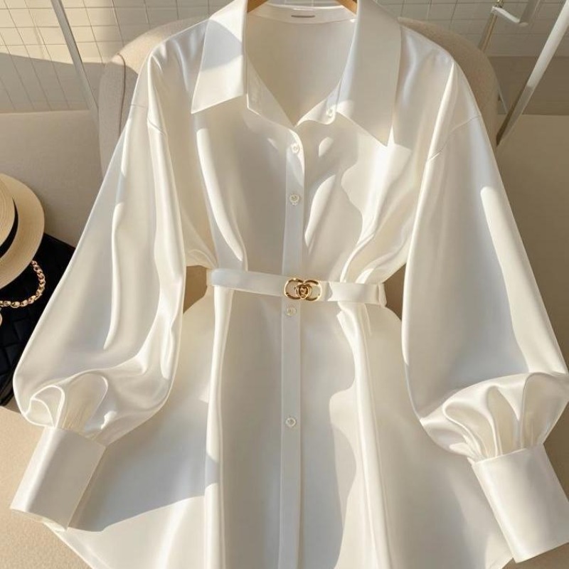 Vêtements pour femmes début automne Blouses blanches nouvelles chemises françaises haut de gamme Design de luxe dessus de chemise blanc Style Mature léger