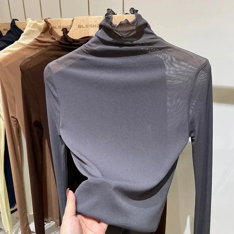 Ice InjMesh-Chemisier astronomique pour femme, T-shirt à manches longues, Vêtements d'été, Crème solaire, Bord Aura étranger, Tulle sexy