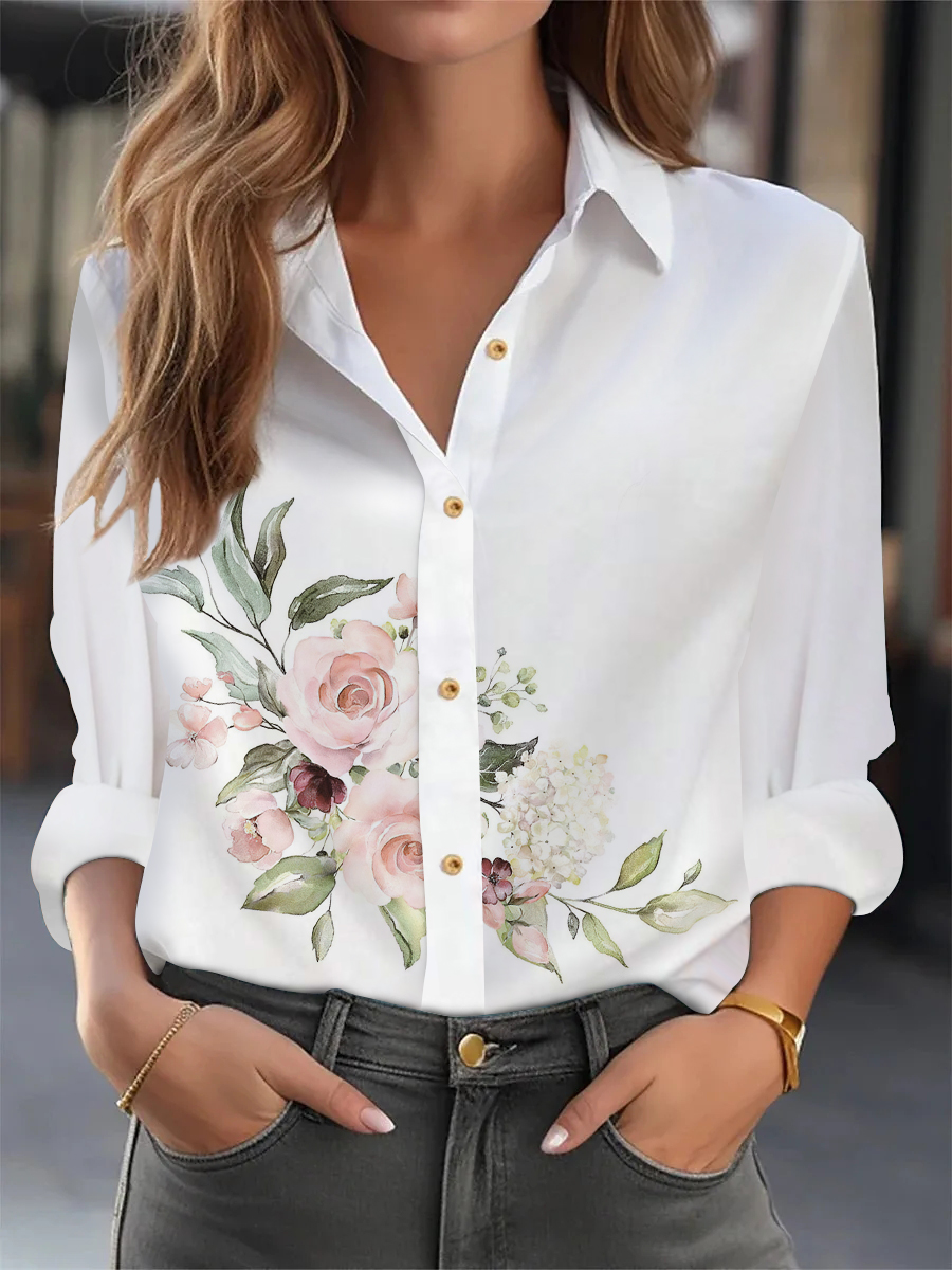 Chemisier ample élégant femme mode tempérament à manches longues femme chemise imprimé décontracté femme chemise haut de vacances