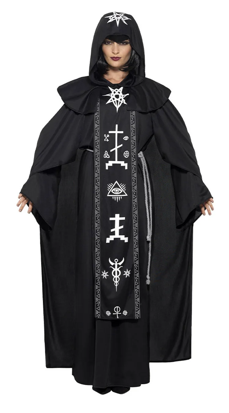 Costume Médiéval de Prêtre Catholique pour Homme et Femme, Déguisement de Dreadcomparateur, Pasteur, Moine, Magicien, Halloween, Carnaval, ix, Robe de Barrage