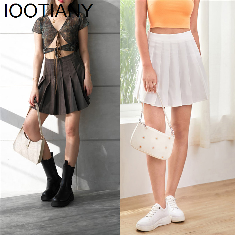 Mini jupe plissée taille haute pour femmes, jupes de tennis sexy, jupe de danse pour filles, jupes décontractées coréennes Kawaii, blanc, noir, 2023