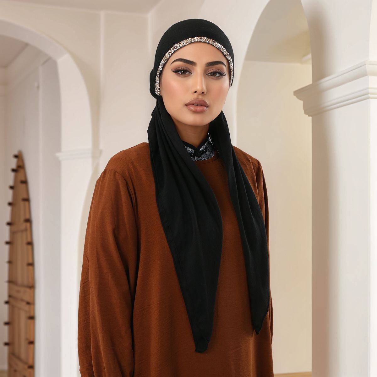 Ramadan musulman Hijab châles Modal écharpe pour femme musulmane Hijabs Wrap dame bandeau décontracté foulard ethnique avec diamant