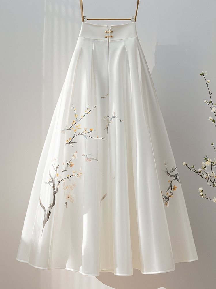 Tempérament mousseline de soie blanc Jupe Midi Faldas Mujer printemps été une ligne Юбки Jupe mode coréenne Ropa Mujer