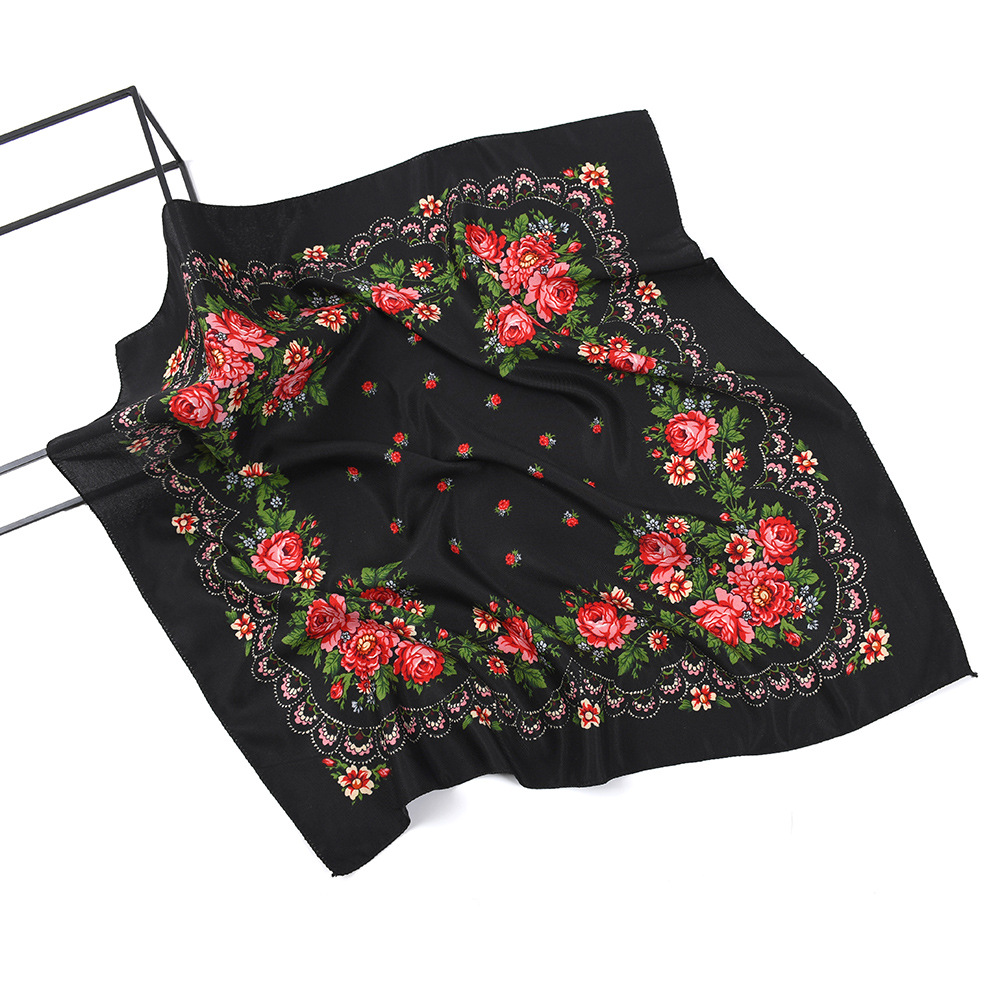 Foulard Bandana imprimé Floral de Style russe 70x70cm, bandeau carré pour femmes, mouchoir Babushka ukrainien, enveloppes de tête