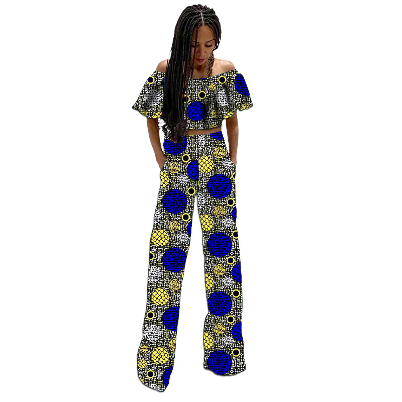 Couture africaine Design Original femmes Mini haut avec pantalon droit fête loisirs chauds ensemble femme Ankara tenues