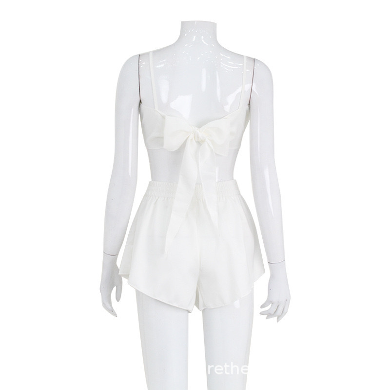 Ensemble 2 pièces soyeux et élégant pour femmes, Camisole + short à volants, sans manches, Streetwear assorti, tenues décontractées