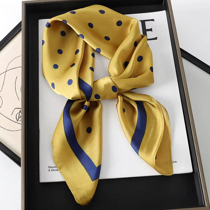 Luxe dame cheveux Dot écharpe femme soie carré foulards bandeau pour femmes Bandana mode Foulard châles femme Foulard