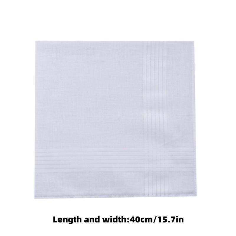 Mouchoirs blancs purs pour hommes et femmes, mouchoirs unis en pur coton, écharpe pour pantalons de poche à rabat, 6/12 pièces