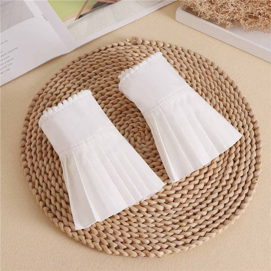 Faux manches évasées en mousseline de soie pour filles, faux poignets plissés pour femmes, pull, chauffe-poignet, corne blanche, accessoires