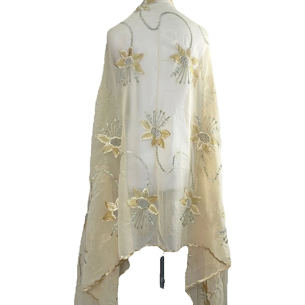 Nouveau Foulard Dubaï 2025 pour Femmes Musulmanes, Grand Hijab en Chiffon Africain, Hijab Islamique, Pashmina, Turban, Voile Brodé, Châles