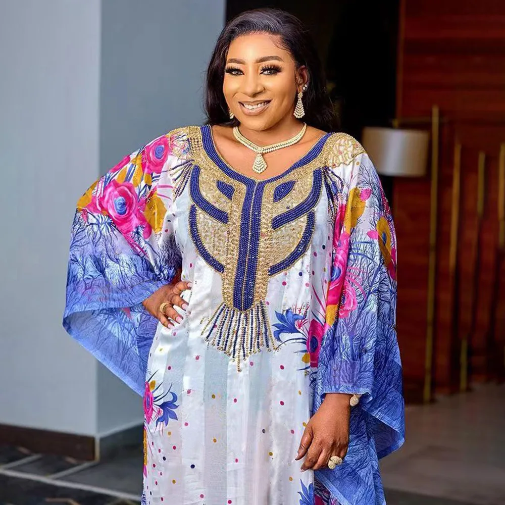 Robes imprimées africaines pour femmes Robe Maxi musulmane traditionnelle Dashiki diamant Abaya dubaï Boubou Robe afrique Maroc Robe Robes