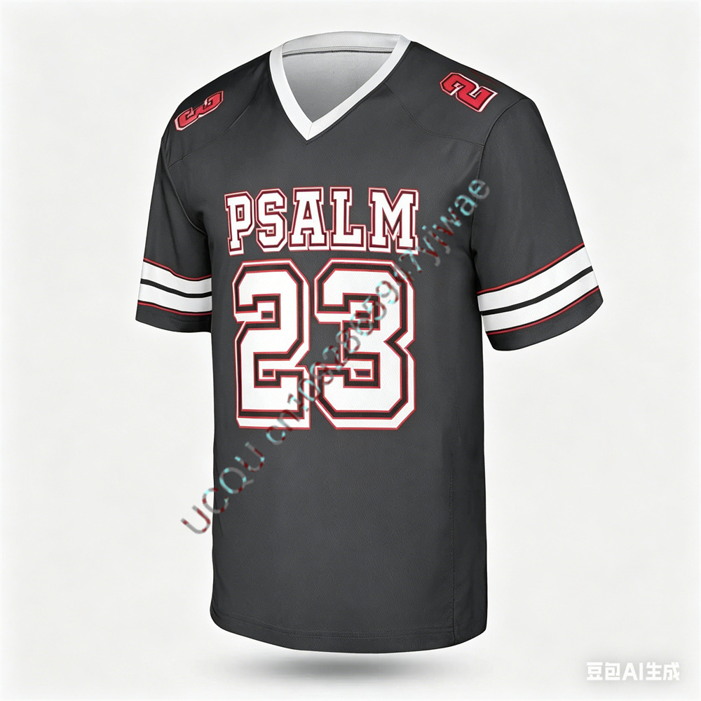 T-shirt en jersey Psaume 23, motif verset biblique chrétien Jésus, style maillot de football, mode décontractée urbaine, été, pour hommes et femmes