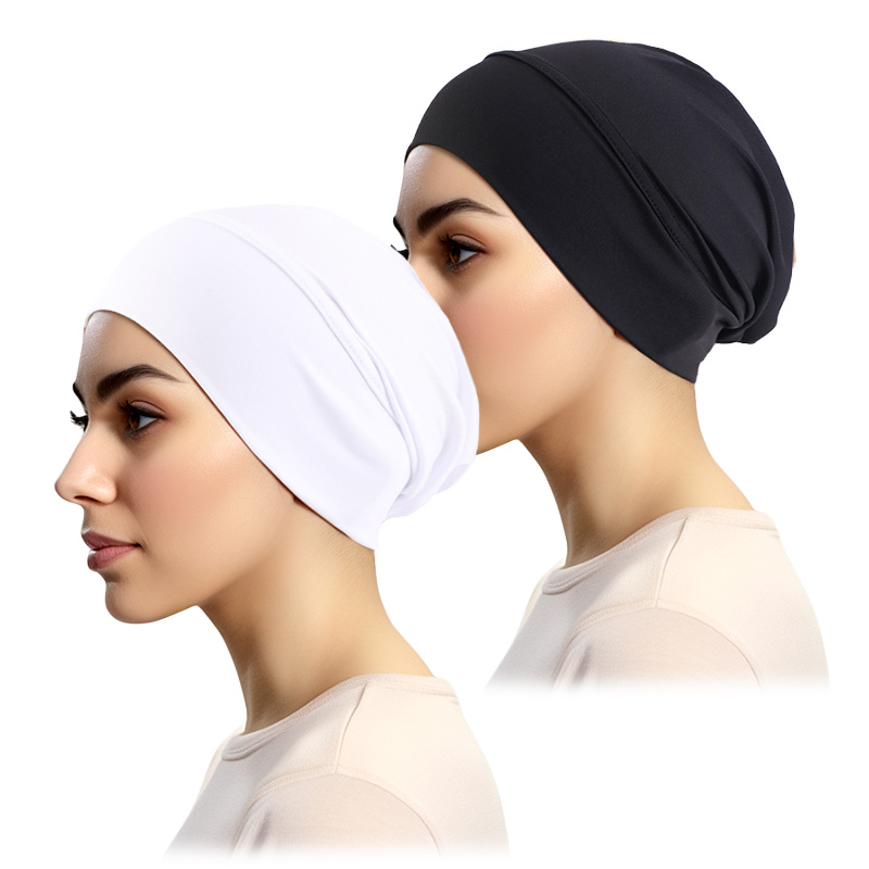 2 pièces/lot solide musulman Turban chapeau Hijab casquettes islamique foulard Bonnet inde chapeaux femme bandeau Turbante Mujer femmes Hijabs