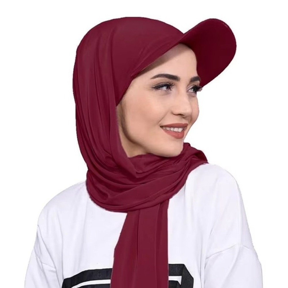 Casquette Bandana Unie Respirante Simple avec Visière, Chapeau Hijab Ajustable en Polyester, Turban Style Moyen-Orient