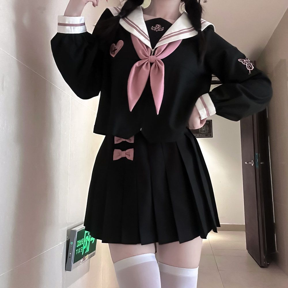 JK-Costume d'Uniforme Coréen avec Jupe Plissée, Tenue Sвde Style Collège, Tenue de Marin pour Femme, Uniforme de Cosplay Japonais