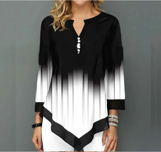 Chemise femmes printemps été Blouse 3/4 manches décontracté impression femme mode chemise t-shirts hauts grande taille 5XL StreetShirt