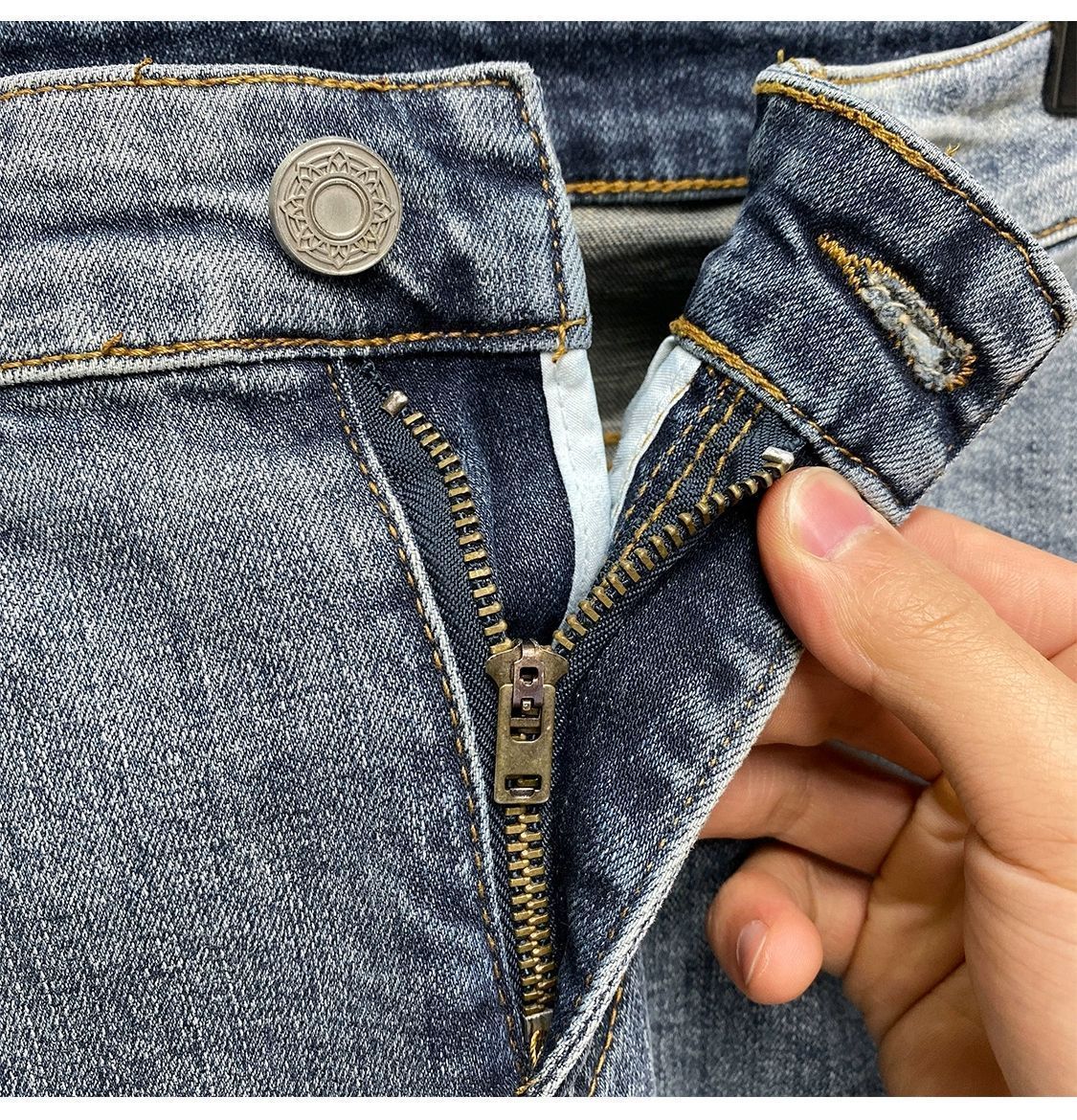 Jean déchiré pour hommes, pantalon Slim de marque tendance, polyvalent, beau, élastique, mendiant, de styliste, nouvelle collection printemps automne 2025