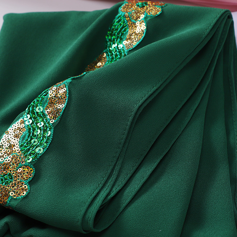 Mousseline de soie Hijab écharpe Turban pour femmes musulmanes mode foulard châles paillettes écharpe chapeaux voile bandeau islamique Ramadan Voile
