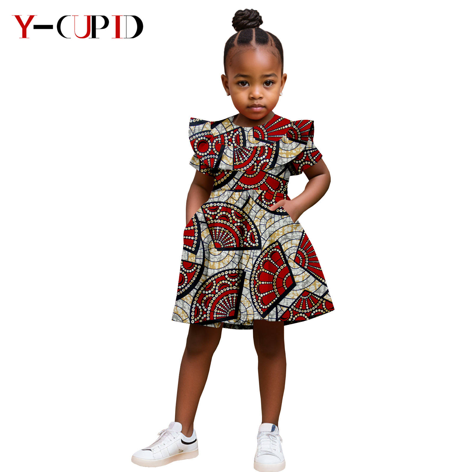 Robes africaines à volants pour filles, vêtements d'extérieur en coton, tenues pour enfants, Dashiki, Ankara, Bazin, Riche, été, 2445002