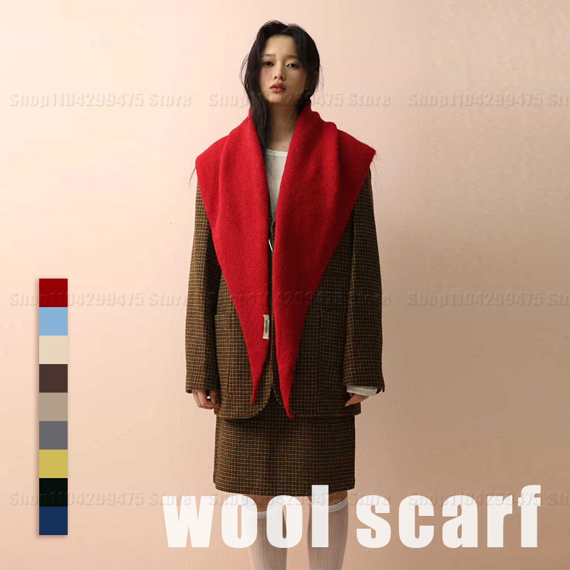 Grande taille laine Style coréen tricoté écharpe triangulaire femmes hiver chaud foulard châle vendu couleur foulard foulard Hijab
