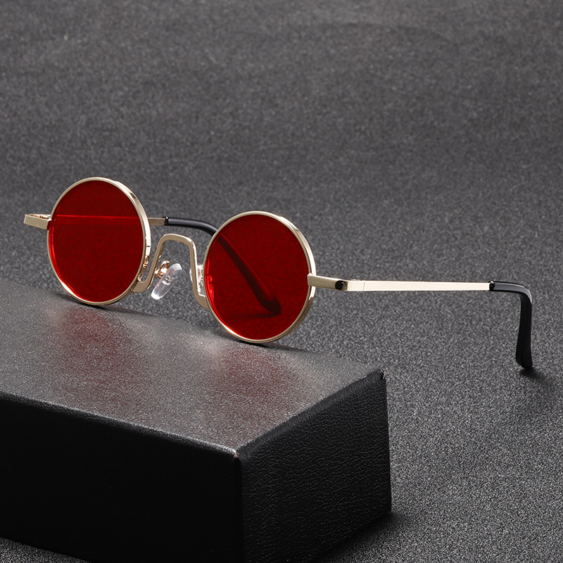 Lunettes de soleil Hippie rondes rétro pour femmes et hommes, tendance Punk Disco, lunettes de fête, cercle en métal, Protection UV