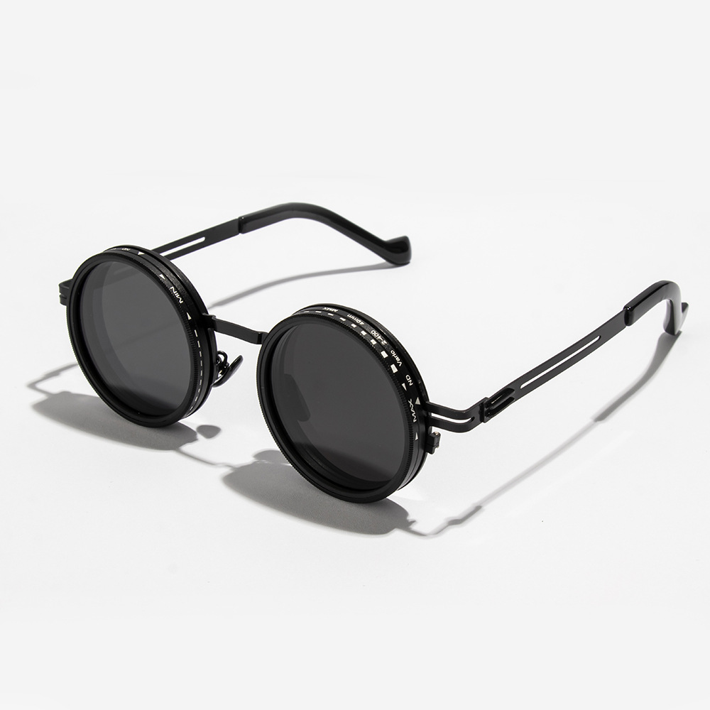 Lunettes de soleil rondes polarisées ND9 lunettes de soleil à gradation réglable hommes femmes rétro Punk hommes lunettes de pêche nuances extérieures UV400