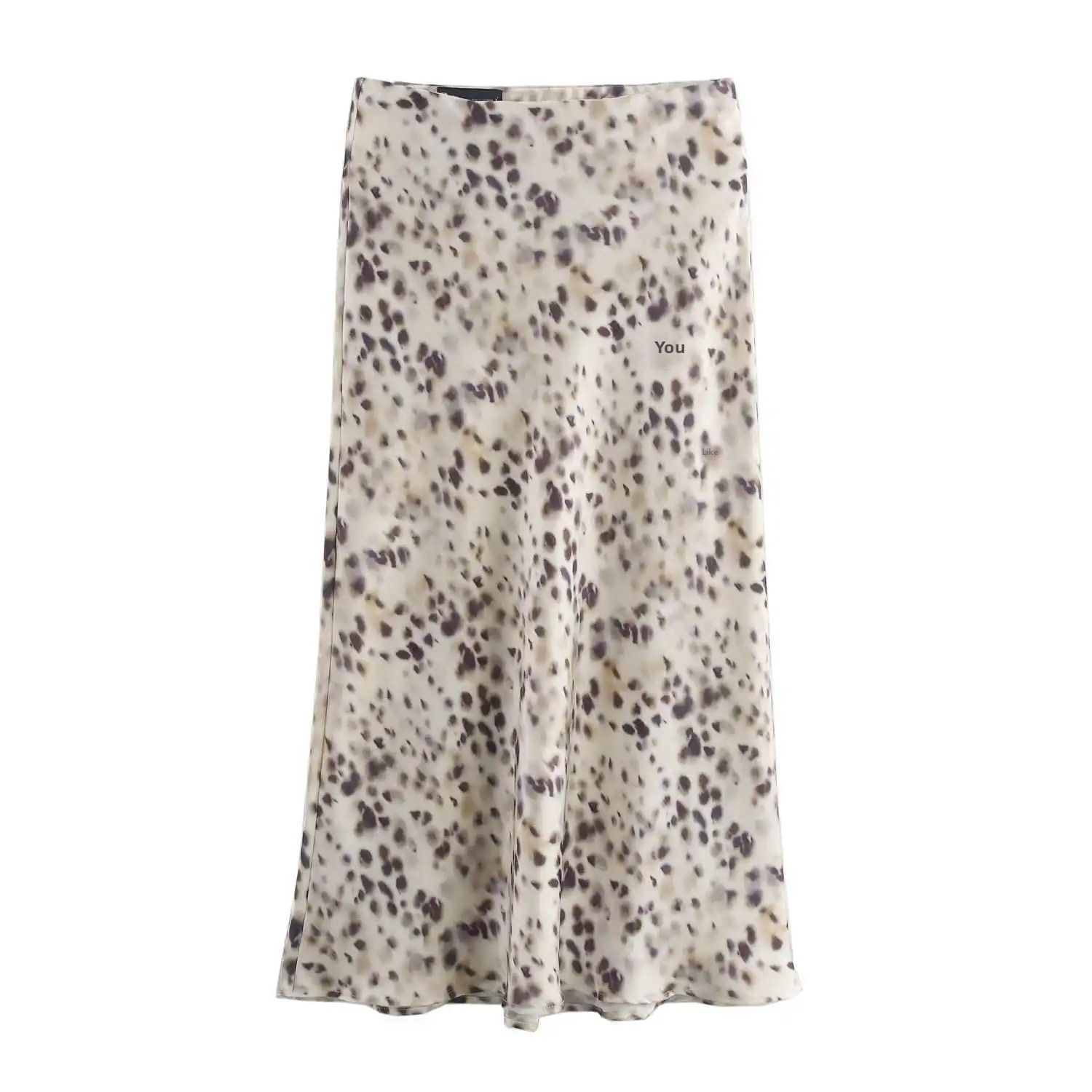 Jupe midi en satin de soie multicolore, style automne tendance, jupe trapèze pour femme, matière polyester, motif floral décoratif