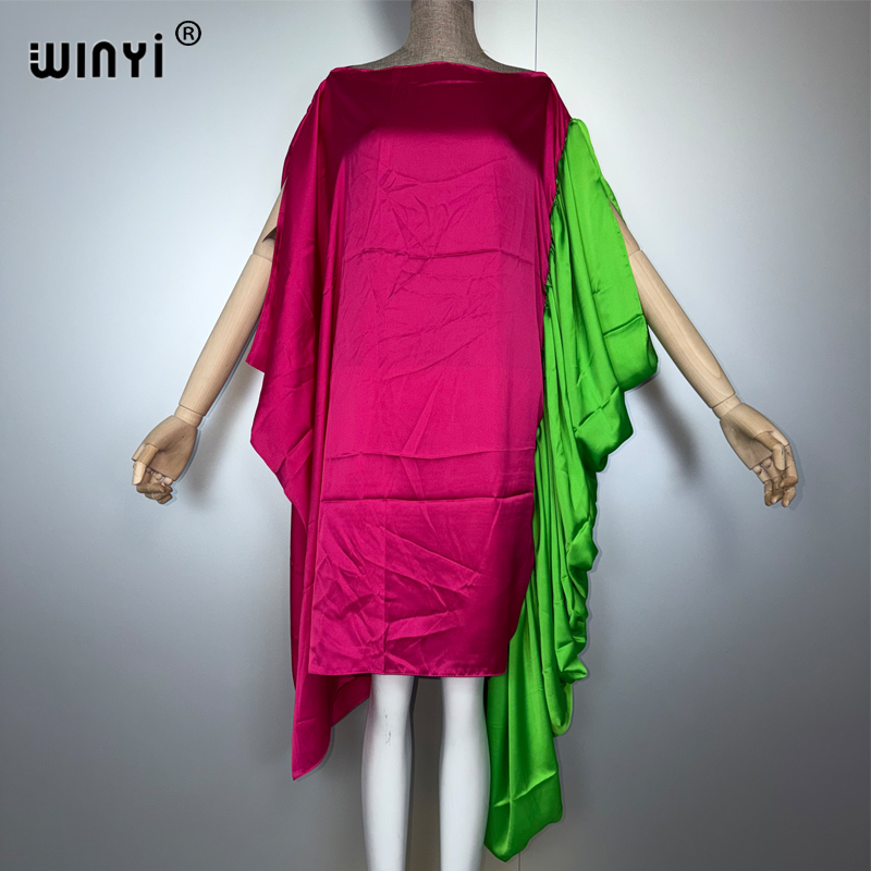 WINYI femme musulmane robes longue vers le bas caftan robe de soirée foncé col rond robe sexy femme vacances abaya dubaï luxe Caftan