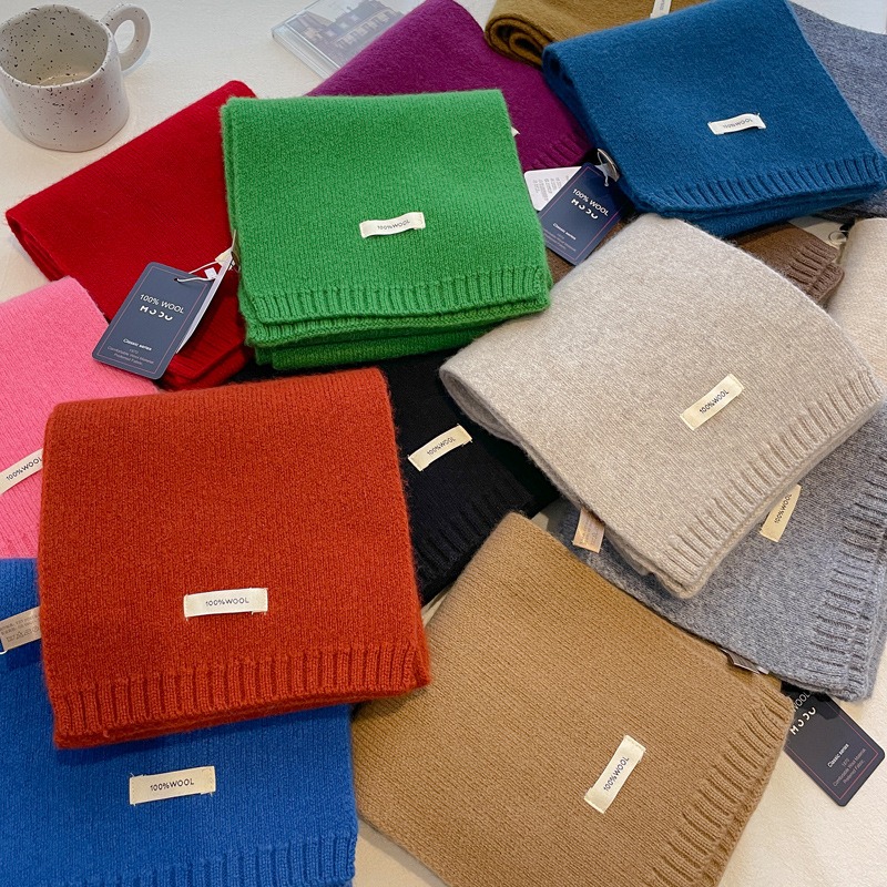 2025 100% laine australienne écharpe femmes hiver couleur unie tricoté écharpe coupe-vent épais chaud cou Protection dames tricot écharpe