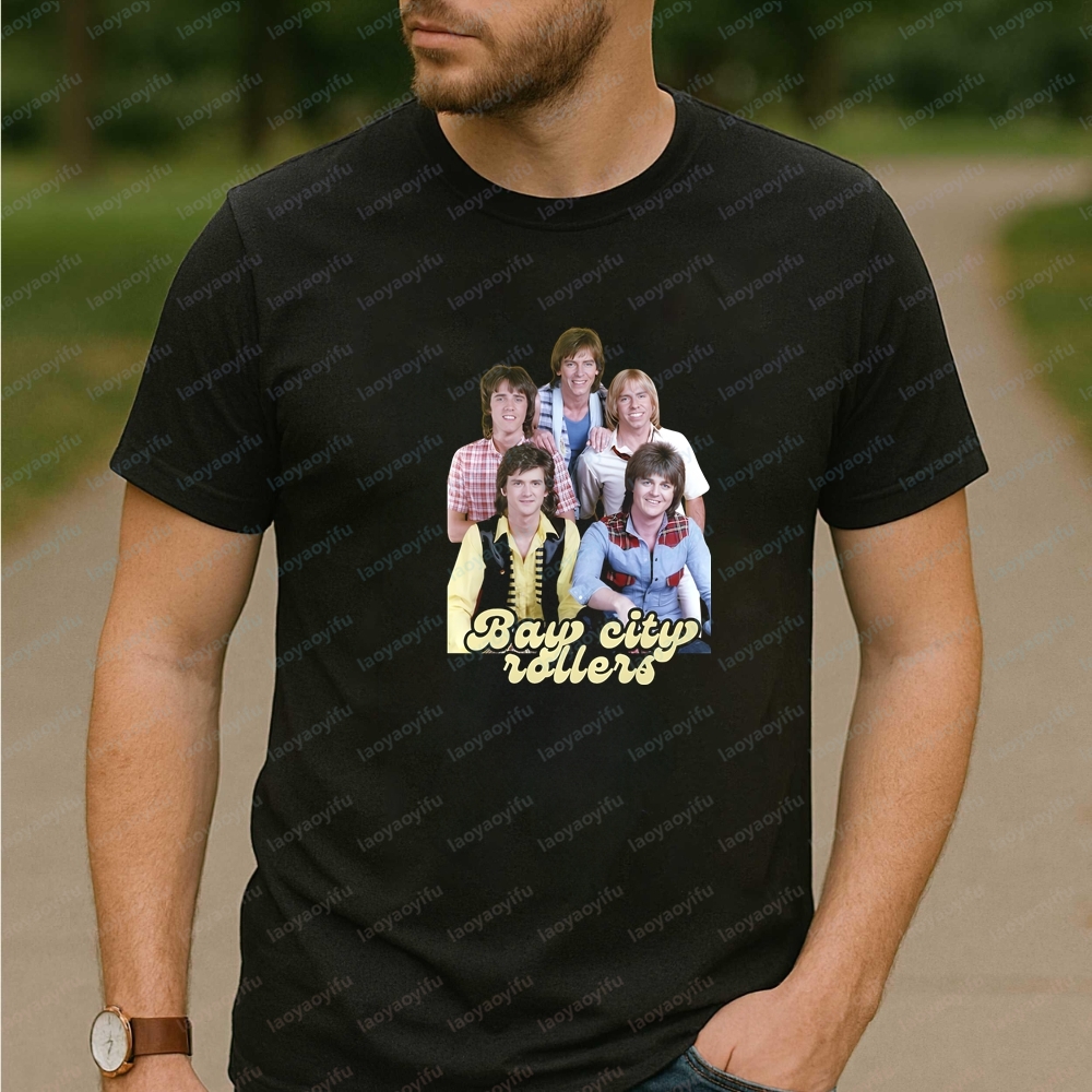 Avis sur la mode masculine de style coréen : Chemises d'été à manches courtes Bay City Rollers pour hommes et femmes - T-shirts confortables
