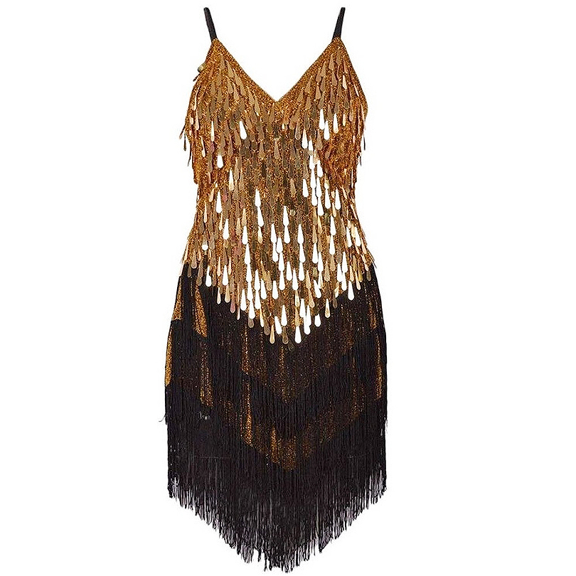 Robe de danse latine pour femmes et filles, frange de gland sexy, paillettes, salsa, salle de Rh, tango, cha cha cha, rumba, samba, robes pour phtaline, dame