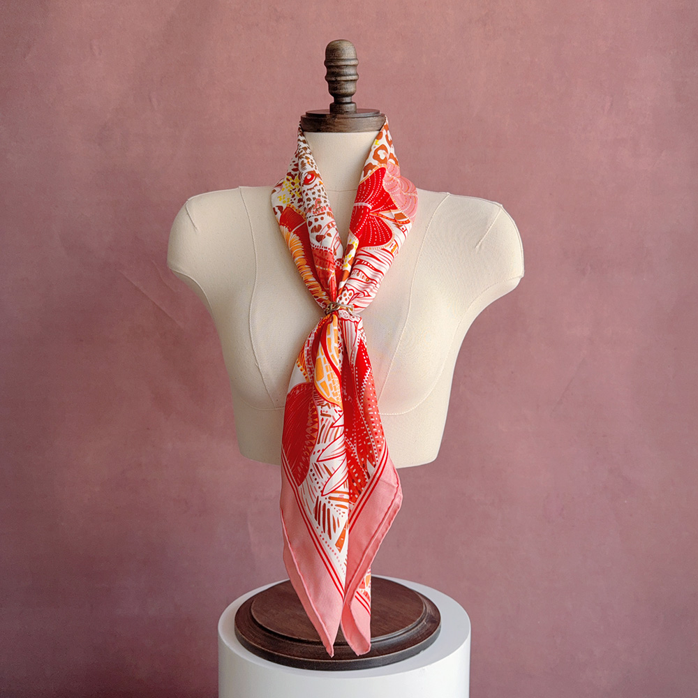 Foulard carré en soie imprimé Leopa, marques roses de luxe, 90x90cm, 100% soie naturelle, foulard de tête de styliste, Bandana