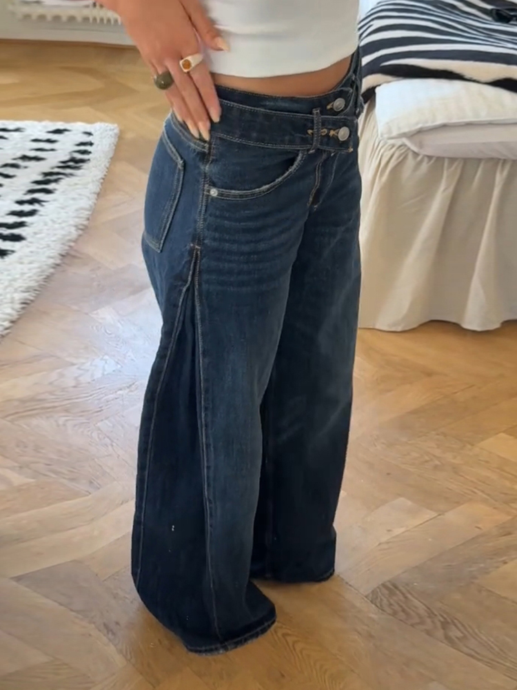 Jean chic à strass étoiles brillantes pour femme – Pantalon long droit taille mi-haute décontracté et polyvalent pour l'été et l'automne