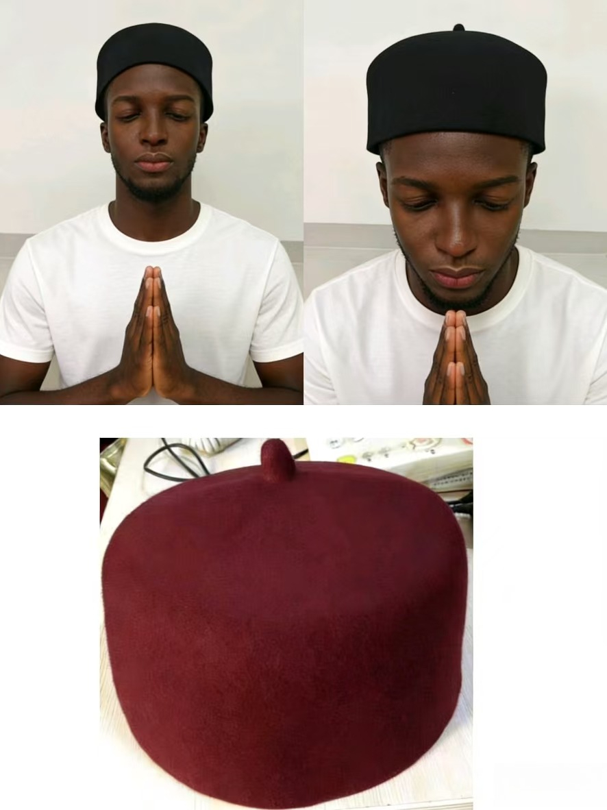 100% laine béret casquettes prière musulmane travail quotidien chapeaux bande danse feutre chapeau hommes noir marron africain Hijab Kufi casquette élégante