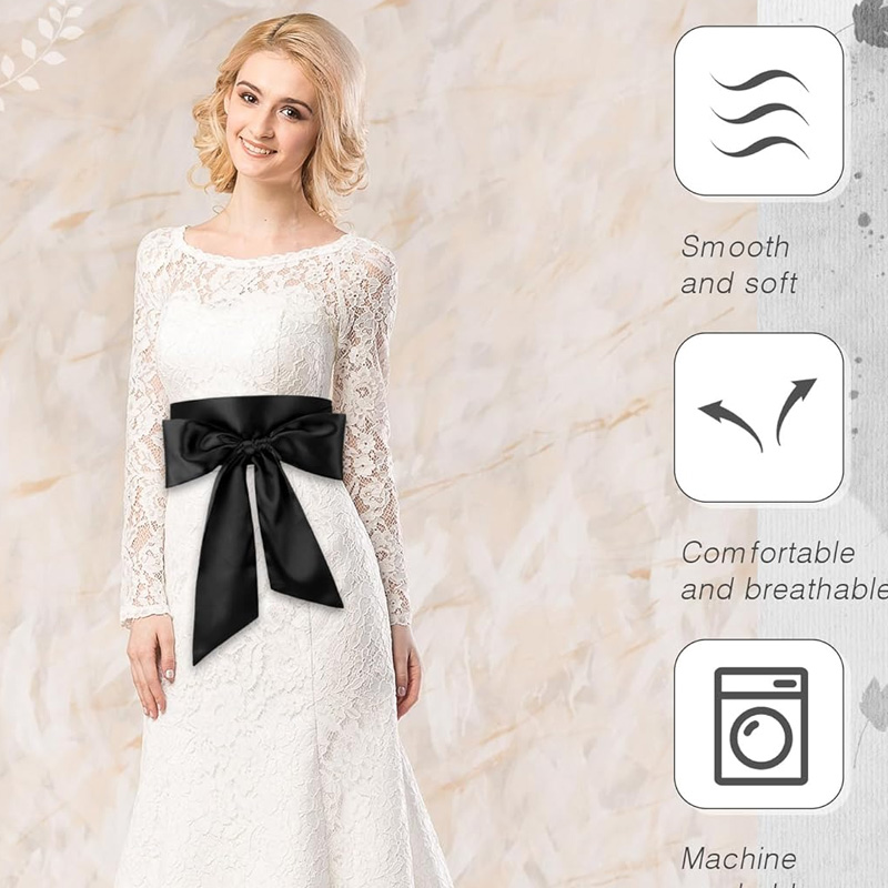 Ceinture longue en Satin pour femmes, pour robe à nœud, pour fête de mariage, occasions spéciales