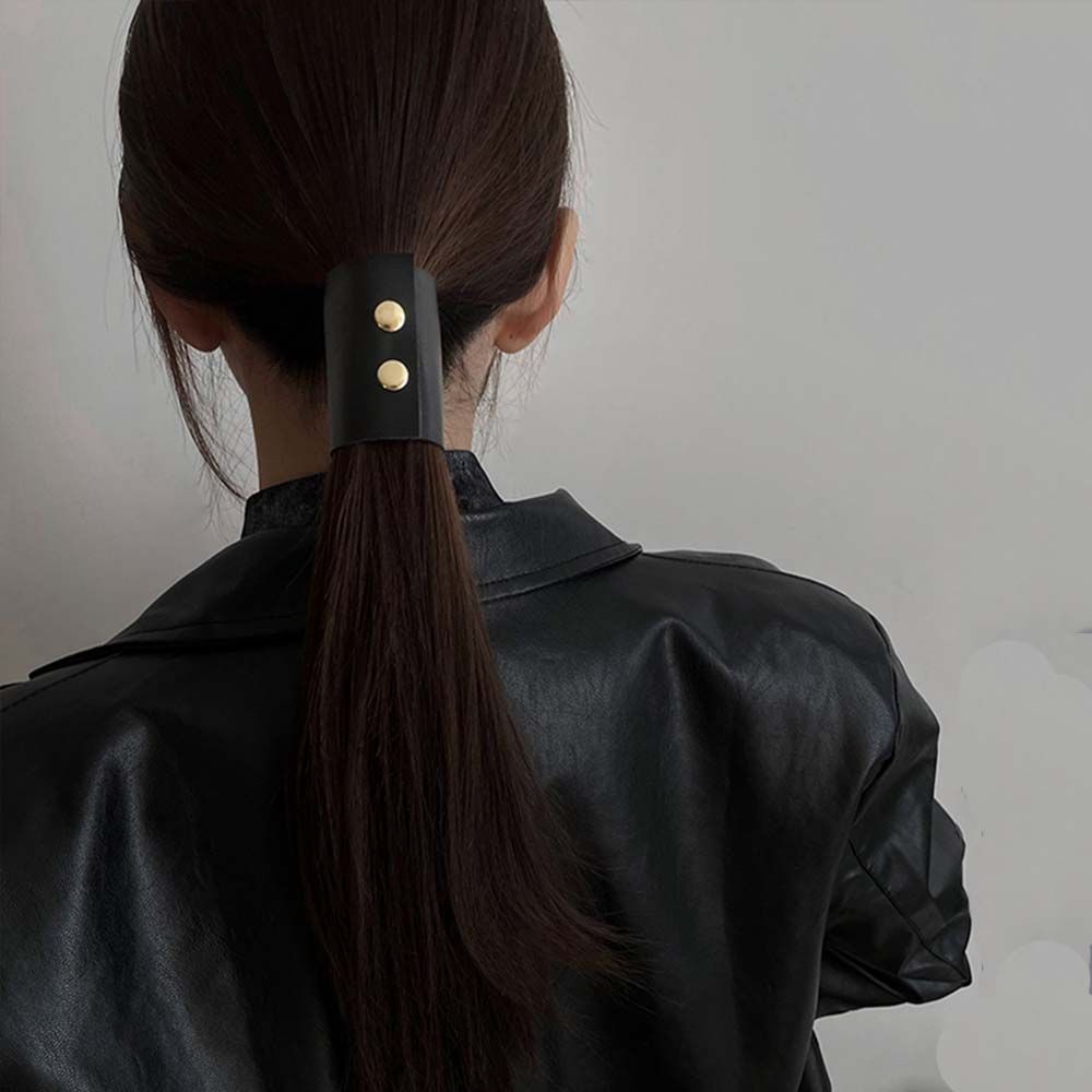 Accessoires pour cheveux, couvre-chef pour filles, enveloppe de cheveux, manchette de Style coréen, support queue de cheval, bandeau en cuir PU, pinces à cheveux pour femmes