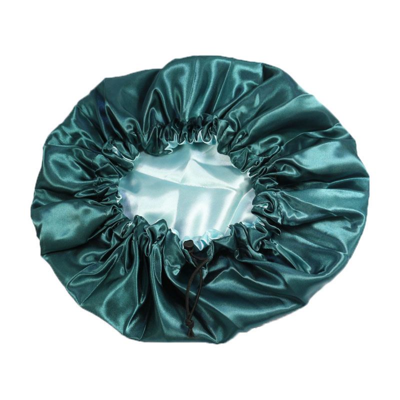 Bonnet en satin double couche extra large pour femme, bonnet de couchage doublé, bonnet de protection des cheveux, ficelle à proximité réglable