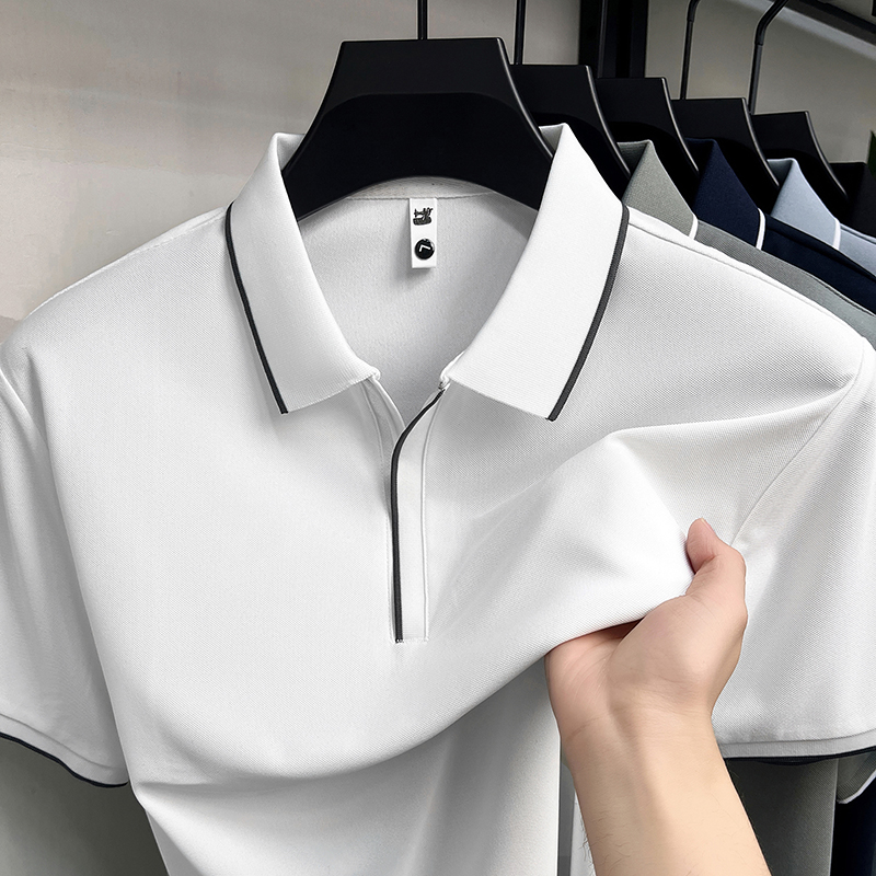 Designer marque Ice Silk manches courtes polo shirt confort respirant été monochrome hommes t - shirt mode affaires Casual TOP