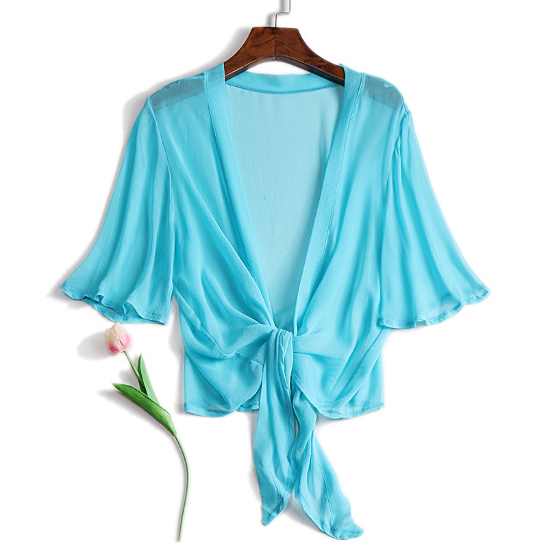 SuyaDream – chemisier en soie 100% pour femme, Blouse courte, unie, transparente, tissu de protection solaire, printemps été, 2021