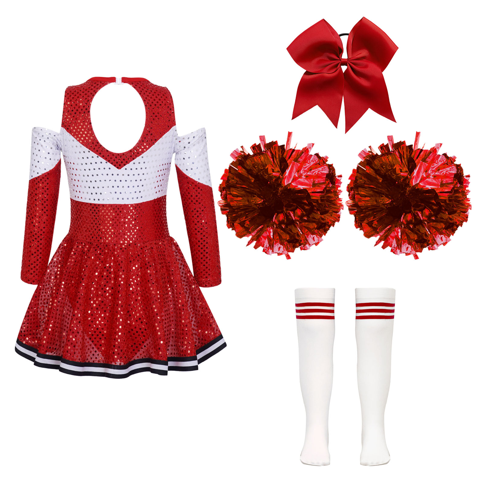 Costume de pom-pom girl pour enfants, uniforme de pom-pom girl musical, tenue de cosplay d'Halloween, tenue de danse d'encouragement imbibée, fête du lycée