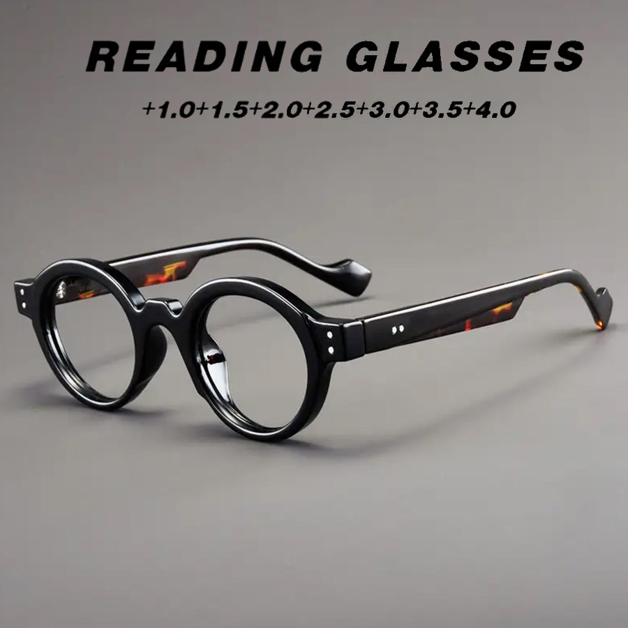 Lunettes de lecture rétro haut de gamme à l'ancienne, monture ronde, anti-lumière bleue, zoom intelligent japonais pour longtemps et proches