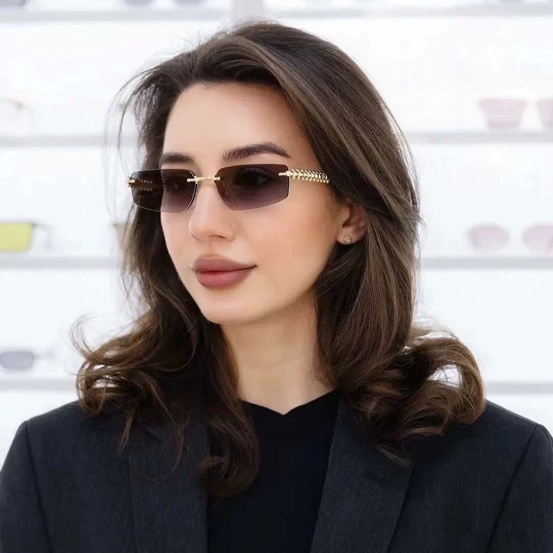 Lunettes de soleil métalliques sans monture pour femmes et hommes 2025 – Style vintage punk, marque de luxe, design tendance, pour voyage en extérieur, populaires, hip-hop, protection UV400