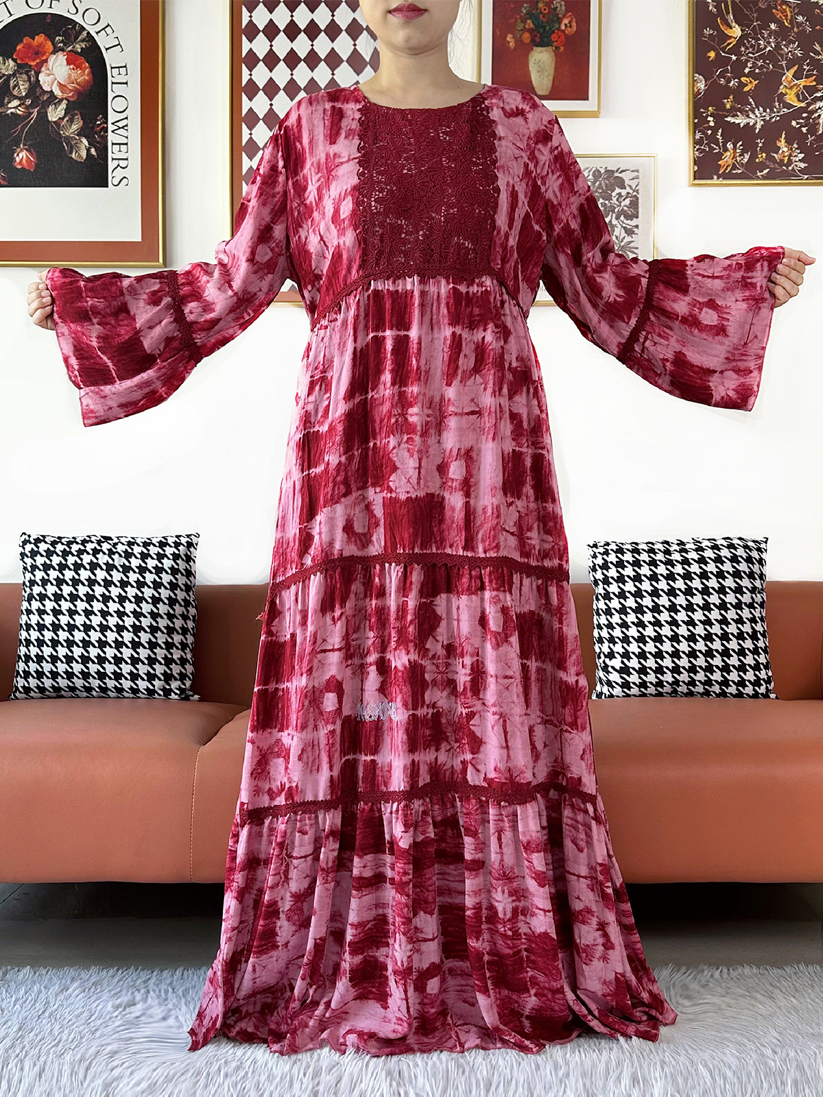 Robe de soirée 2026 pour femmes africaines, Boubou KASHKHA, Abaya en coton, tissu tie-dye, robe ample musulmane pour le Ramadan, robe maxi brodée