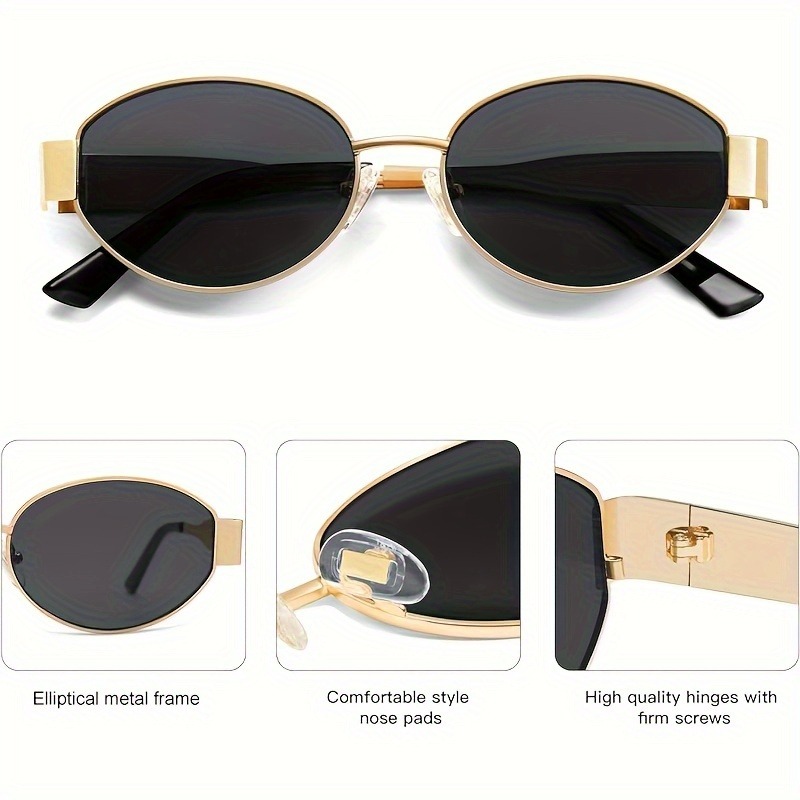 Lunettes de soleil ovales tendance pour femmes, nouvelle marque de luxe, monture en métal, lunettes de soleil classiques vintage rondes unisexes