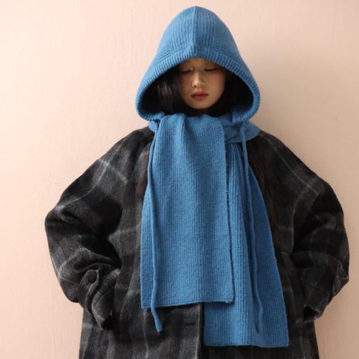 Écharpe et châle à capuche tricotés coréens en un, adaptés aux hommes et aux femmes en automne et en hiver, bombardier tricoté épais et chaud