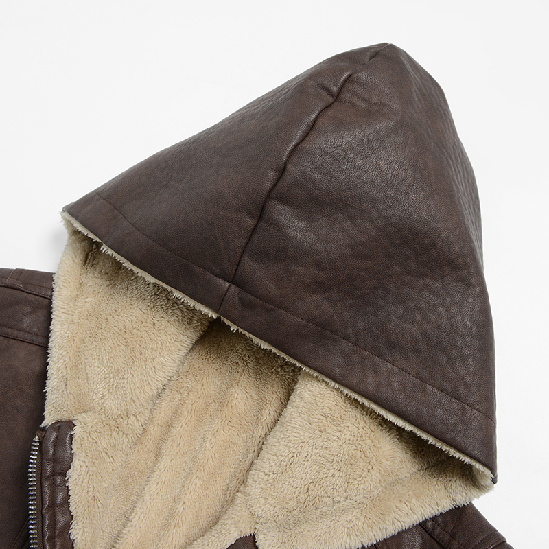 Veste en cuir à capuche décontractée pour hommes, chaud d'hiver, marque de qualité, veste de Locomotive en Faux cuir PU, manteau de moto en polaire épaisse