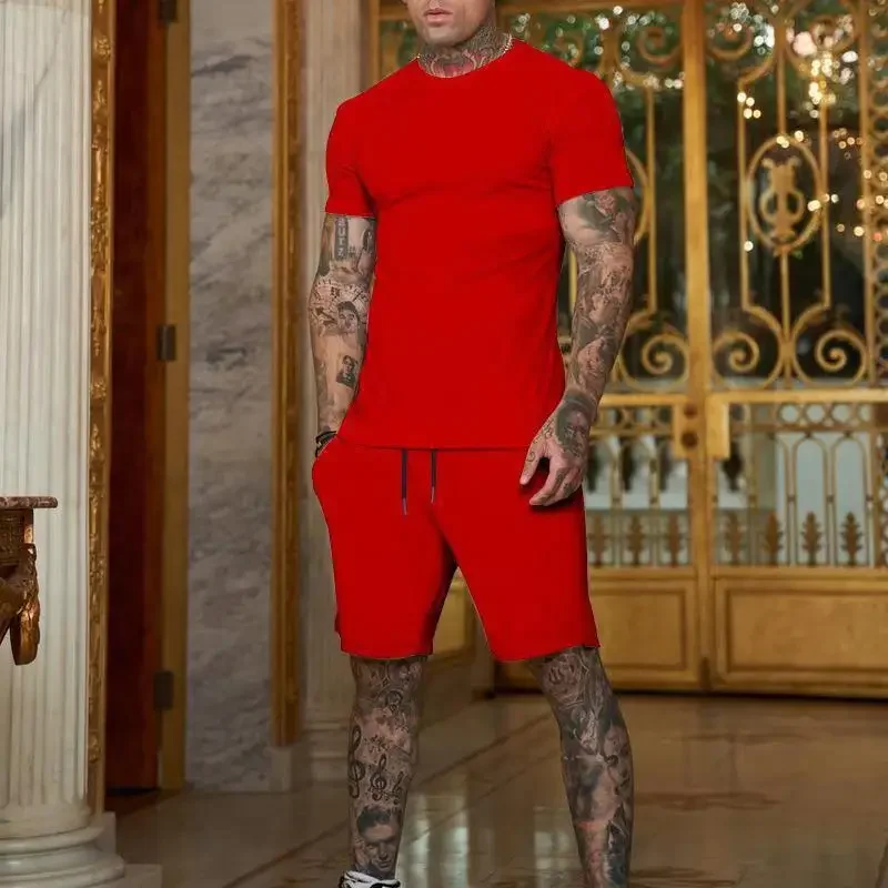 Ensemble de sport d'été décontracté et tendance pour homme : T-shirt respirant et short – Survêtement deux pièces décontracté et stylé