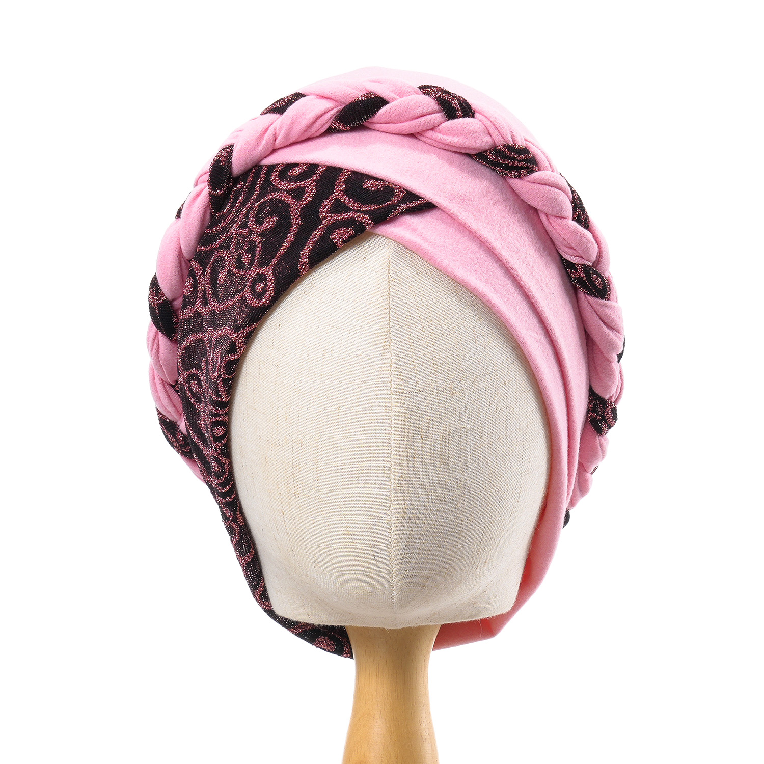 Turban à Tête Ronde pour Femme Musulmane, Bonnet Imprimé Tressé, Décor Arabe, Hijabs à la Mode, Couverture de Sauna